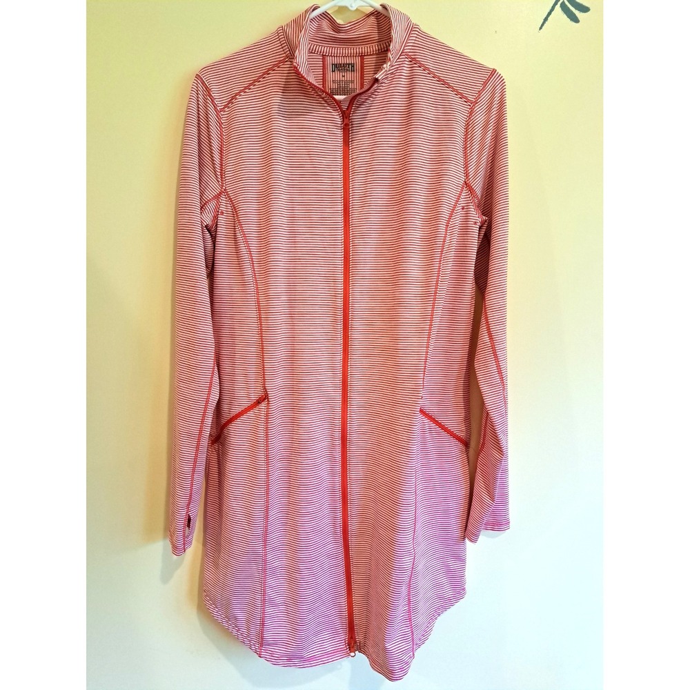 Duluth Trading Co Women's Striped Full Zip Tunic Swim Cover Activewear M